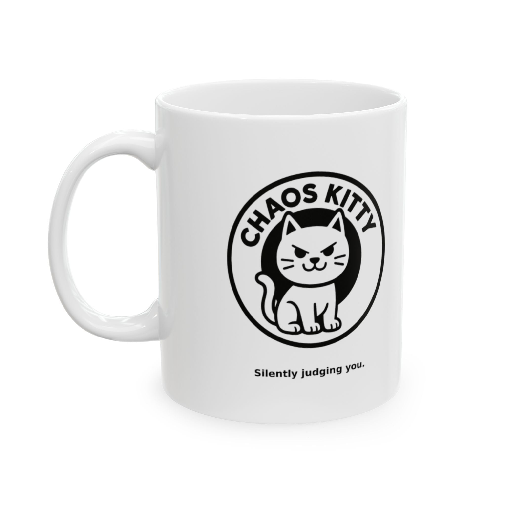 Curiosity Club Ceramic Mug — Funny Cat Logo Coffee Cup (11oz & 15oz)