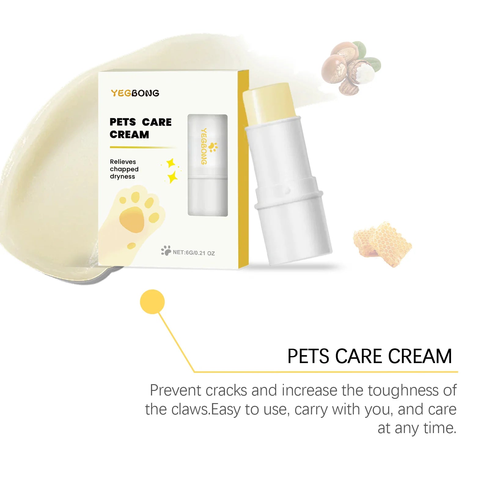 Pet Paw Balm Stick Gentle Moisturizing Nourishing Care Vet Recommended for Dogs Cats Dry Cracked Pads All Seasons
